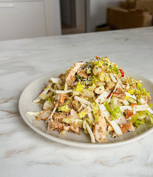 Crispy chicken salad with ginger sesame dressing