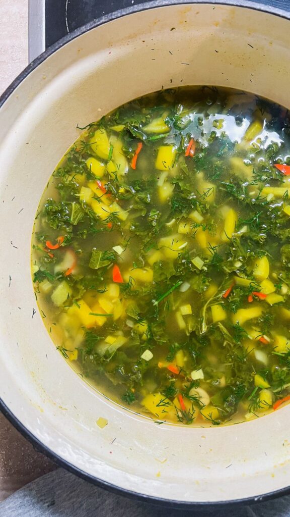 Mildly spicy bean and dill soup