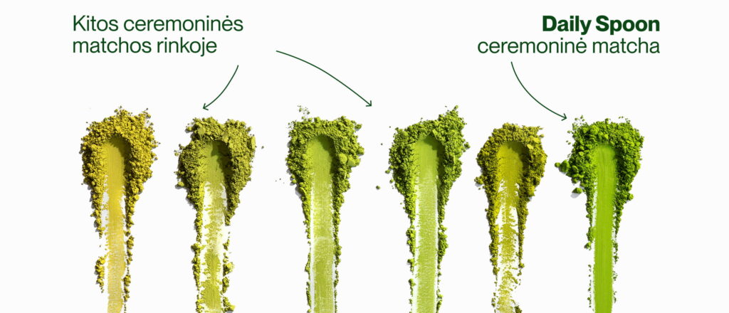 Daily Spoon ceremoninės matchos palyginimas su kitomis esančiomis rinkoje