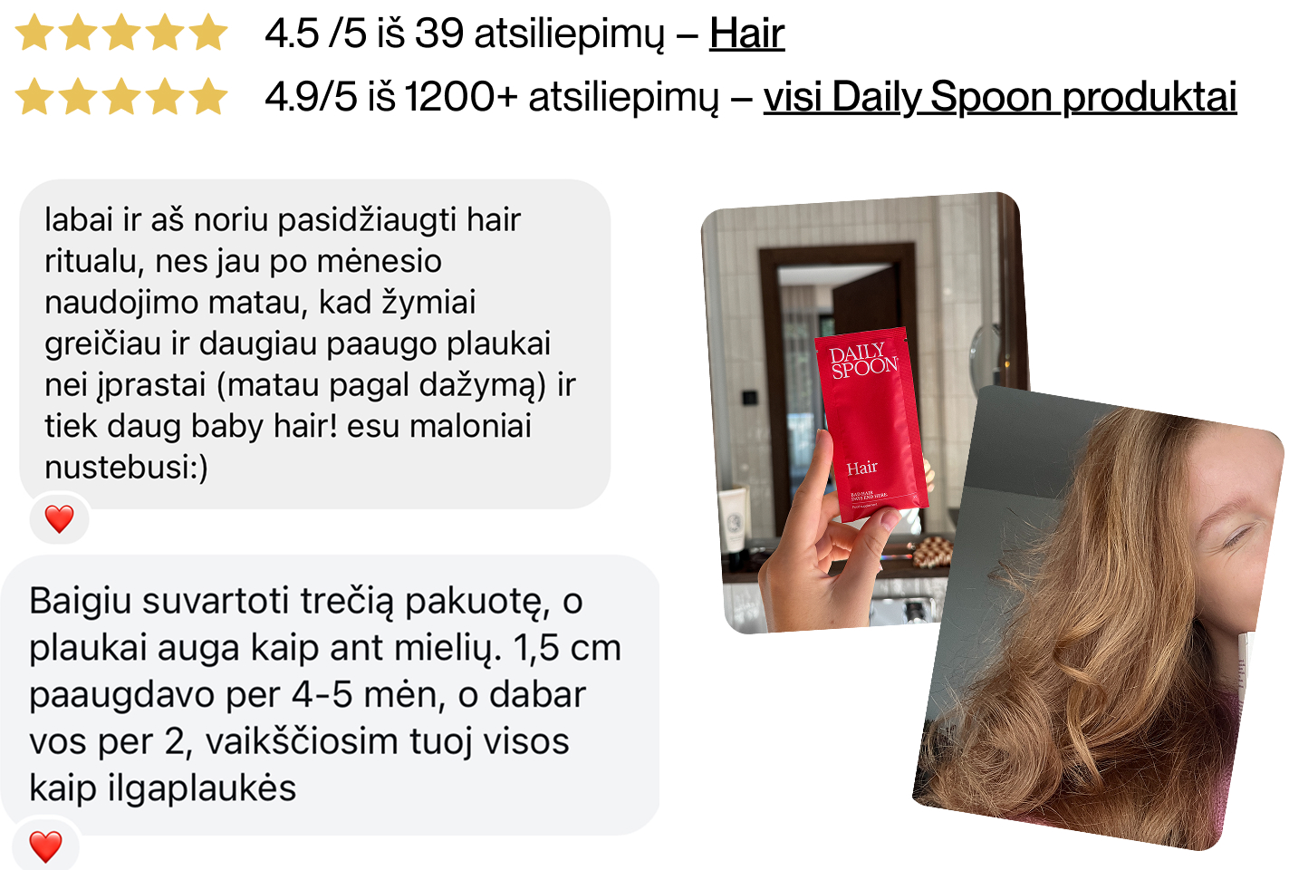 Daily Spoon bendruomenės atsiliepimai apie Hair