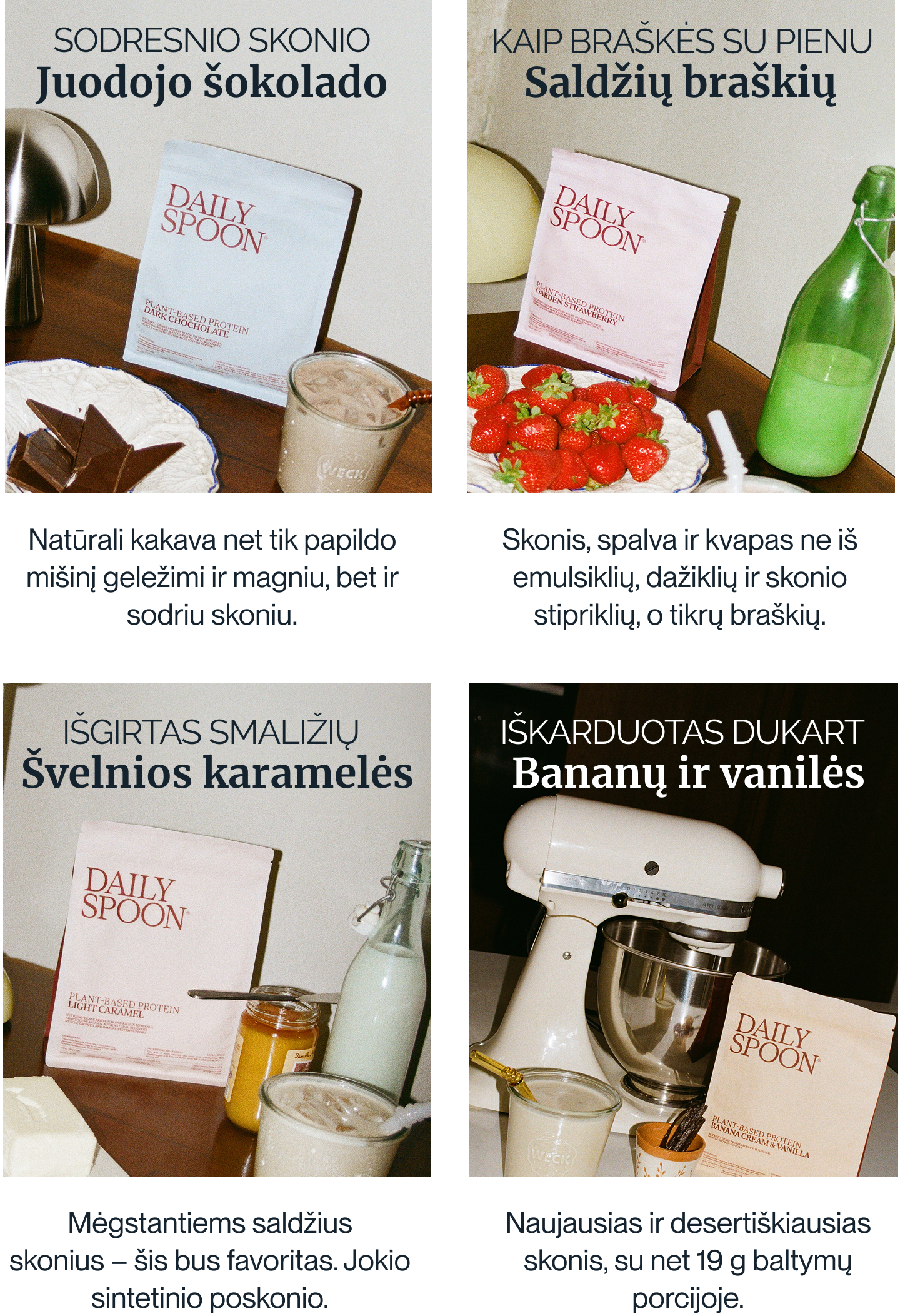 Daily Spoon baltymų skoniai